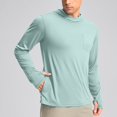 thumbnail image 2 of Lumeqa Men's Sun Protection Shirts UPF 50+ Long Sleeve Hoodie with 2 Pockets UV SPF Fishing Hiking Rash Guard Shirts Green M, 2 of 6