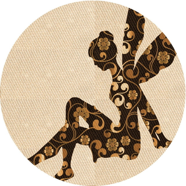 Ahgly Company Tapis Rond Lavable en Machine Intérieur Transitionnel Marron Clair, 3 Pieds Rond