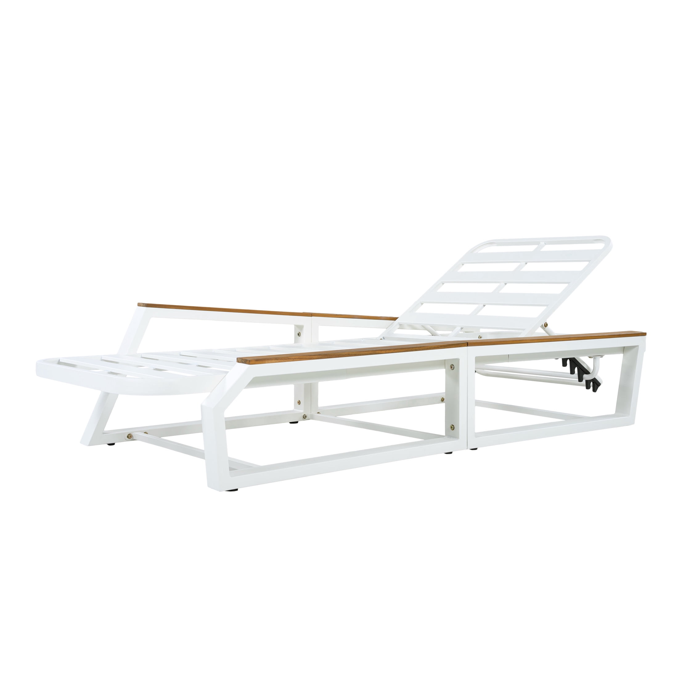 Christopher Knight Home Outdoor Chaise Lounge with 5-Position Adjustable Back, Iron Frame, White