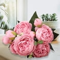 thumbnail image 4 of DIY peonías artificiales flor 5 flores 4 brotes seda ramo de novia manualidades Rosa Zulema Flores De Escritorio En Casa, 4 of 7