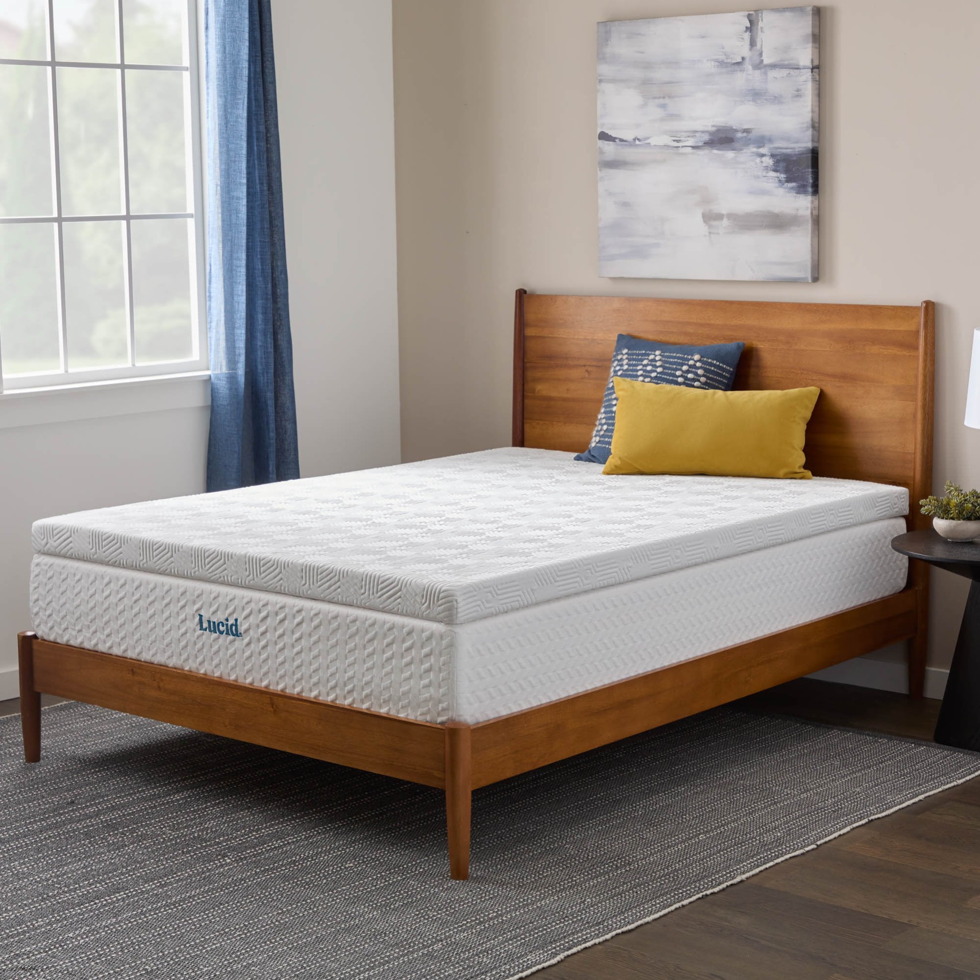 Lucid Charcoal and Gel Covered Memory Foam Mattress Topper, 3 inch, King