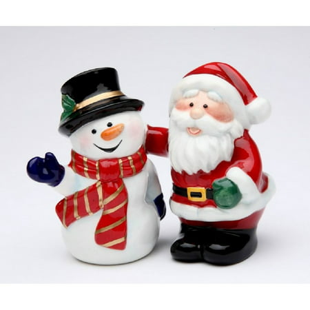 Santa with Snowman Ceramic Christmas Salt and Pepper Shakers 56528 ...