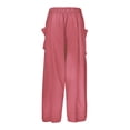 thumbnail image 3 of Siilsaa Women‘s Linen Wide Leg Pants 2024 Casual Loose Lightweigt Beach Palazzo Harem Pants Pink,M, 3 of 4