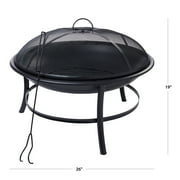Mainstays 26 Round Iron Outdoor Wood Burning Fire Pit, Black