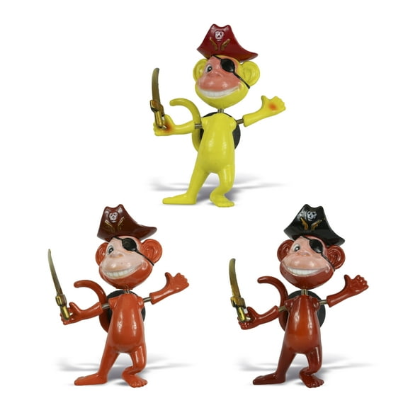 CoTa Global Monkey Pirate Refrigerator Bobble Magnets Set of 3 - Assorted Color Fun Cute WIld Life Animal Bobble Head Magnets For Kitchen Fridge, Home Decor and Cool Office Decorative Novelty - 3 Pack
