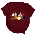 thumbnail image 1 of Gibobby Blusa Casual de Mujer Mujeres Casual Impresión Manga Corta Cuello Redondo Camiseta Suelta Blusa Tops(Vino,XL), 1 of 4