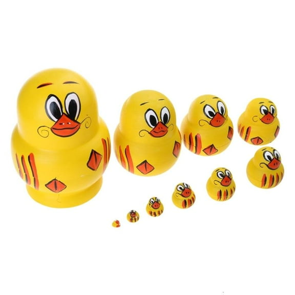 PatungKu Set of 10 Russian Duck Figures Colorful Wooden Collectibles Sculpture Simulation Duck Toy Decoration