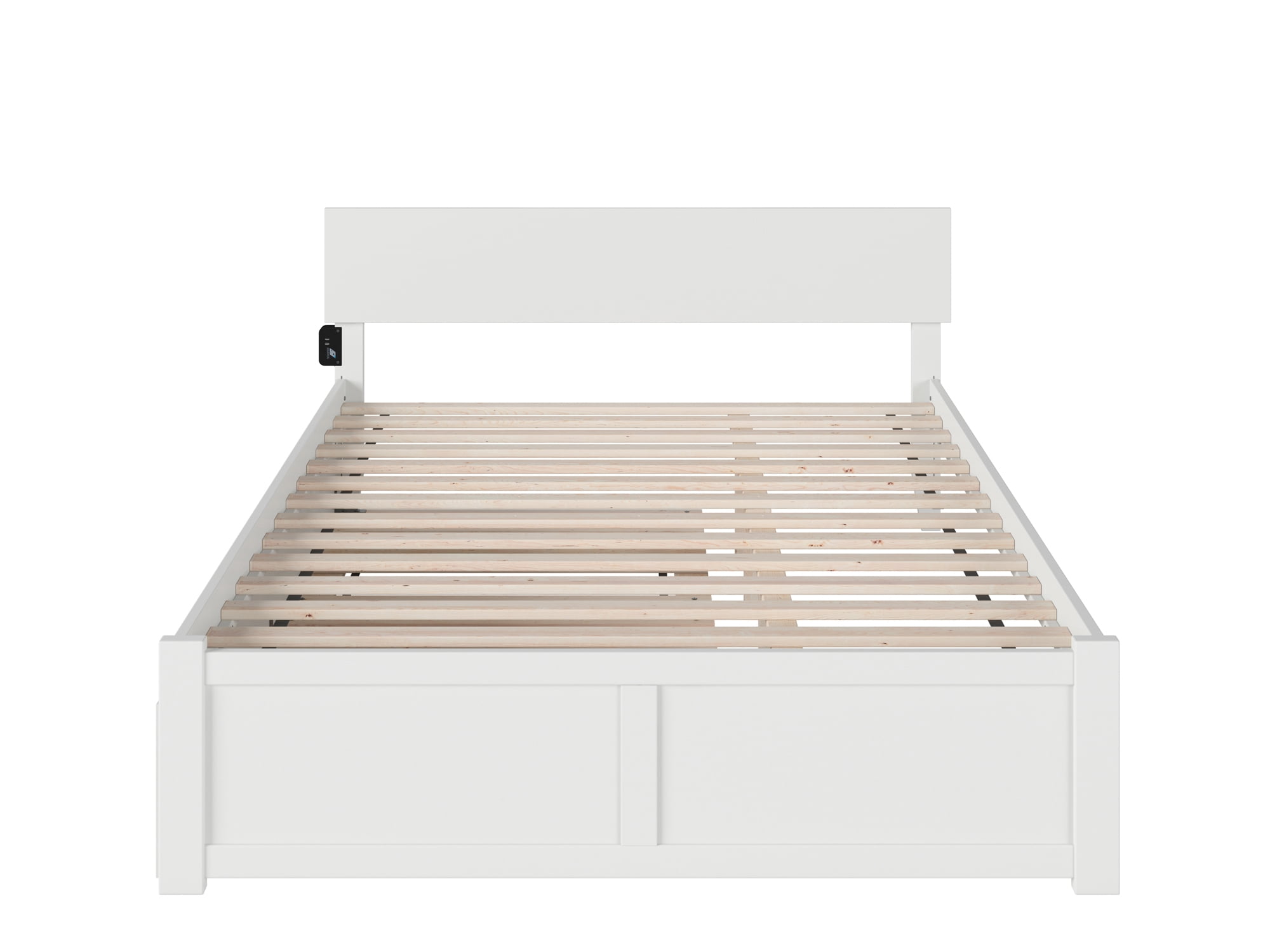 AFI Orlando Queen Wood Platform Bed with Headboard Footboard & Twin XL Trundle, White
