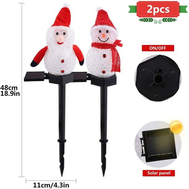 Lampe Solaire Extérieur de Jardin,2 Pièces Lampes Solaires Décoratives pour  l'extérieur Père Noël et Bonhomme de Neige Lampe Solaire au Sol Lumière  Extérieure Solaires pour la Cour Chemins Pelouse， 