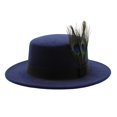 thumbnail image 4 of XIAOCHA Mens Feather‑Accent Fedora Hat Short‑Brim Western Hat Party Headwear,Navy, 4 of 4