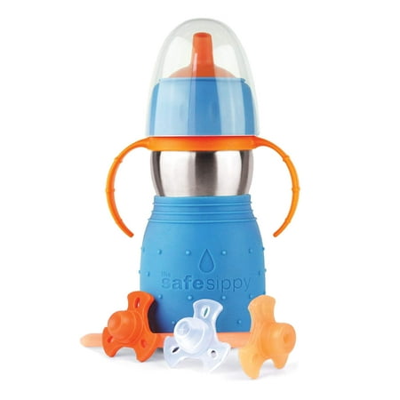 Spill Proof Stainless Steel Insulated Toddler Bottle Sippy Cup - Blue