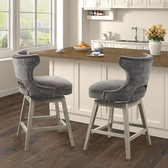 Dining Chairs, 25.75" Swivel Counter Stool, Charcoal Wooden Dining Chairs,Polyester Fabric Dining Chairs, Furniture Dining Furniture Seating for Dining 25.75" Swivel Counter Stool