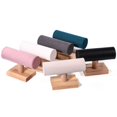 thumbnail image 2 of New T-Shaped Wood Earring Display Stand Velvet Leather Jewerly Display Rack Earring Stud Accessories Display Storage Props, 2 of 4