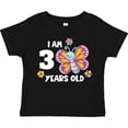 thumbnail image 3 of Inktastic I Am 3 Years Old Cute Smiling Butterfly with Flowers Girls Toddler T-Shirt, 3 of 5
