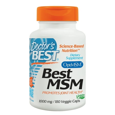 Doctor's Best MSM with OptiMSM, Non-GMO, Gluten Free, Vegan, Joint Support, 1000 mg, 180 Veggie (Best Pc For 1000 Euros)