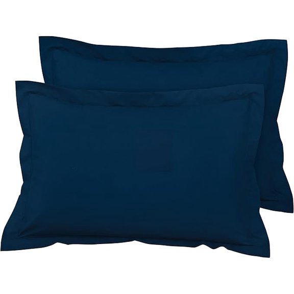 Royale Linens Pillow Shams 2 Pack Standard Size 20x26 Inch - Brushed 1800 Microfiber - Bed Pillow Shams, Wrinkle & Fade Resistant Super Soft and Cozy - Envelope Closure - Oxford Pillowcase (Std,Navy)