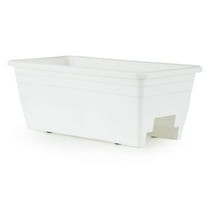 HC Companies Heavy Duty 24 Inch Plastic Deck Rail Box Planter, White