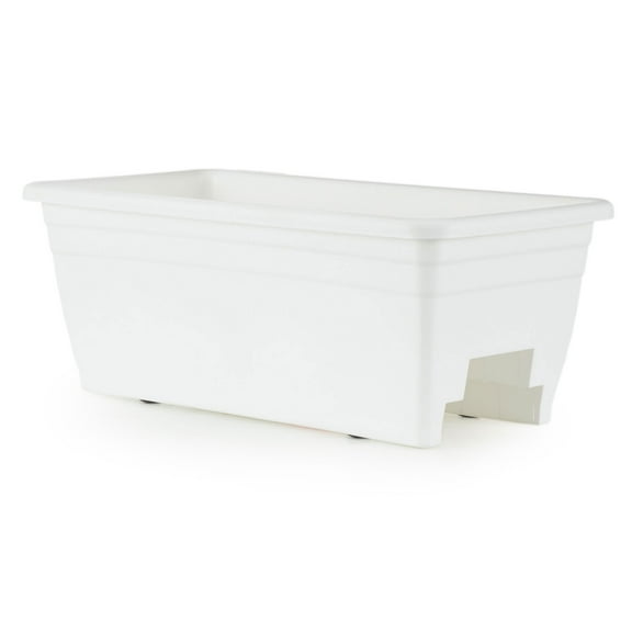 HC Companies Heavy Duty 24 Inch Plastic Deck Rail Box Planter, White
