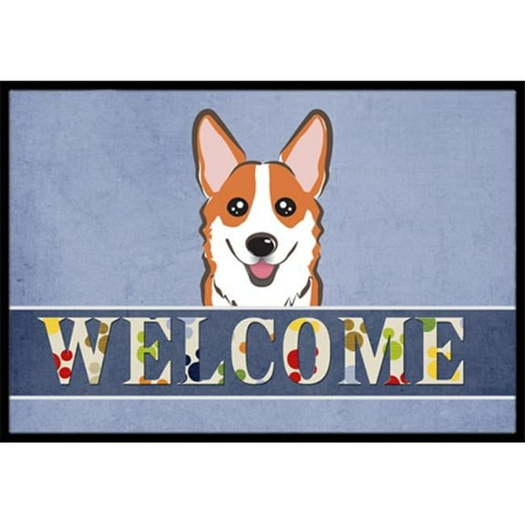 Carolines Treasures Red Corgi Welcome Indoor & Outdoor Mat, 18 x 27 in.