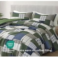 thumbnail image 4 of Chezmoi Collection Cedar 2-Piece Printed Patchwork Comforter Set, Green Navy Plaid Striped, Pre-Washed Microfiber Lightweight Reversible Bedding for All Seasons, Twin Size, 4 of 9