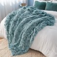 thumbnail image 3 of GONAAP Faux Fur Throw Blanket Decorative Super Soft Fuzzy Shaggy Luxurious Cozy Plush Fluffy Long Hair Comfy Microfiber Fleece Reversible for Coach Bed Chair Sofa （Frosty Celadon 50"X60"）, 3 of 6