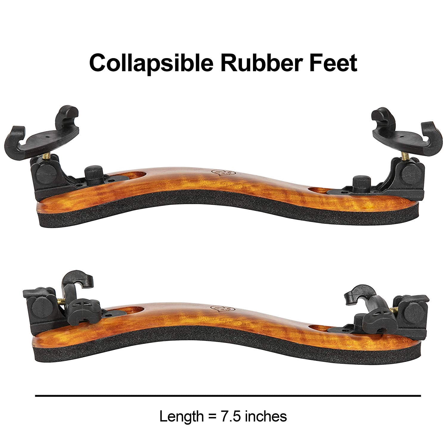 MI&VI Violin Shoulder Rest - Real Maple Wood | Collapsible | Adjustable | Height Adjustable Feet | Excellent Support Grip (Violin 4/4-3/4& Viola 14"-13")