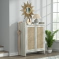 thumbnail image 2 of Surmoby 32.4" W Farmhouse Shoe Cabinet with 2 Doors, Boho Shoe Storage Cabinet with 6 Adjustable Shelves & Spacious Countertop for Hallway Living Room Entryway- White Oak, 2 of 8