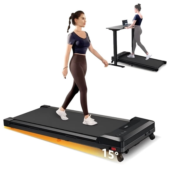 COOLHUT Under Desk Treadmill, Walking Pad 3 in 1 Folding Treadmill, Walking Jogging Treadmills for Home Office, 2.5HP Low-Noise Treadmill LED Display and Knob Speed Adjustment, Silver