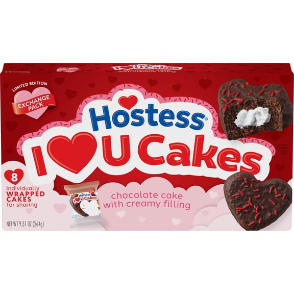 Hostess I (HEART) You Cakes, Chocolate Cake with Creamy Filling, 8 Cakes