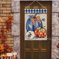 thumbnail image 4 of Fall Blue White Pumpkin Decorative House Flag, Autumn Plaid Check Farmhouse Garden Yard Outside Decorations, Thanksgiving Rustic Burlap Outdoor Large Home Decor Double Sided 28 x 40, 4 of 6