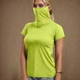 thumbnail image 2 of Olyvenn Women's Sun Protection Neck Gaiter Tops UPF 50+ Short Sleeve Fishing Hiking Shirts Face Cover Blouse Green L, 2 of 7