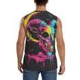 thumbnail image 4 of Haiem Men's Neon Gothic Skull Moon Print Tank Tops Summer Sleeveless Cut Off Workout T-Shirts Fitness Vest Athletic Undershirts-3X-Large, 4 of 8