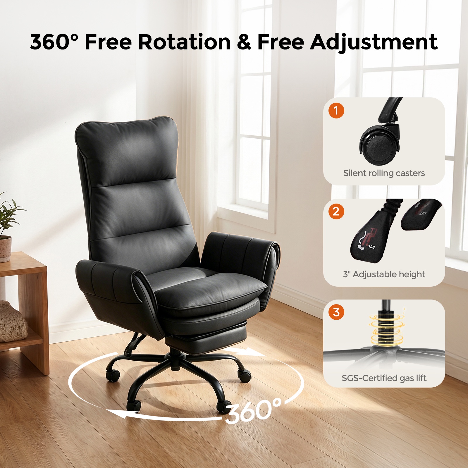 Patbrela Big and Tall Office Chair, Black photo 6
