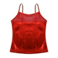 thumbnail image 4 of Oyolan Kids Girls Shiny Metallic Ballet Dance Camisole Tank Tops Party Vest Hip Hop Dance Tops Dancewear Red 14, 4 of 7