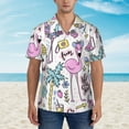 thumbnail image 2 of Logiee Summer with Flamingo Print Mens Hawaiian Shirts,Loose-Fit Short Sleeve Button Down Tropical Aloha Beach Shirt,Summer Vacation Wedding Tops,Medium, 2 of 7