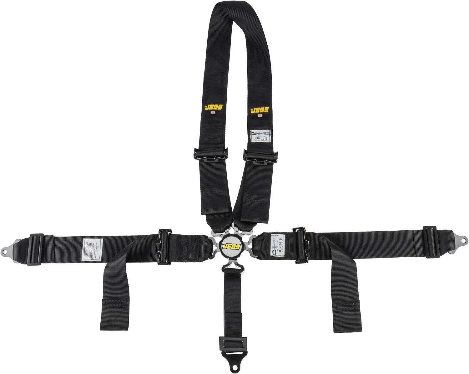 JEGS 70112 Black Cam Lock Ultra Series Harness 5Point Design Pull Down