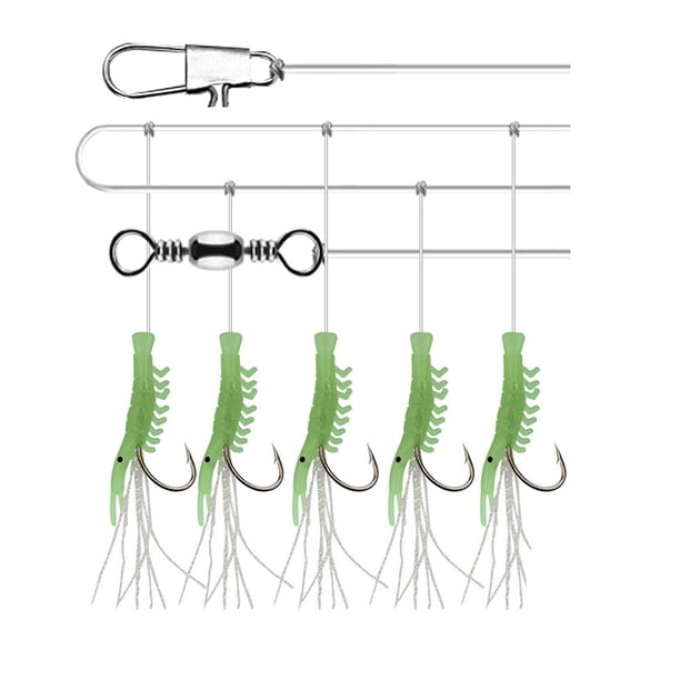 EeaseMX Anzuelo luminoso de 3 cuerdas para camarones, señuelo de pesca, anzuelo, señuelo, gusano, señuelo falso (n.° 6)
