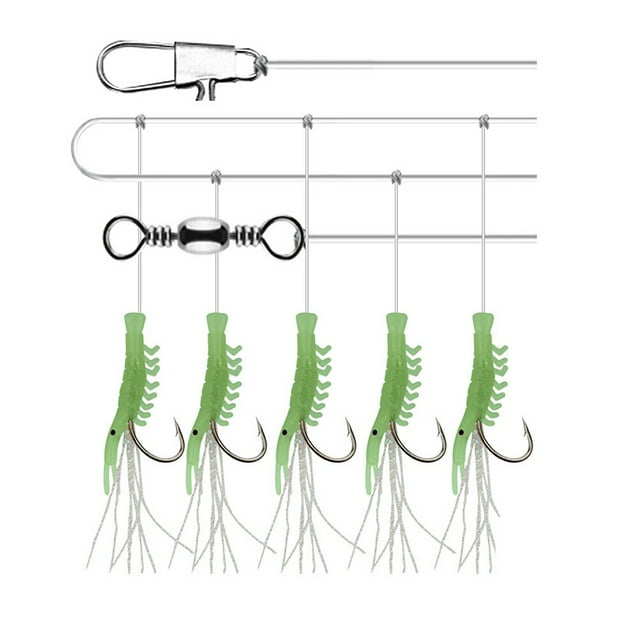 EeaseMX Anzuelo luminoso de 3 cuerdas para camarones, señuelo de pesca, anzuelo, señuelo, gusano, señuelo falso (n.° 6)