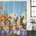 thumbnail image 2 of Easter Bunnies Shower Curtain, Waterproof Shower Curtains for Bathroom, Spring Easter Eggs Garden Floral Washable Fabric Bathtub Curtain Set Bath Decor with 12 Hooks Stall 36"x72", 2 of 8