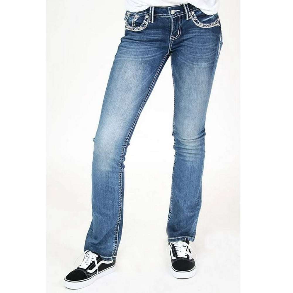 Grace in LA Jeans Women's Western Longhorn Embellished MidRise Easy