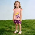 thumbnail image 6 of UngA Toddler Girls Summer Clothes 2Pcs Toddler Girls Summer Outfits Set Kids 2T 3T 4T 5T Flower Sleeveless T-Shirt and Shorts for Gift Girls' Clothing Set (Pink,4-5 Years), 6 of 7