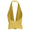 thumbnail image 3 of J. METHOD Women's Sleeveless Halter Neck Lightweight Low Cut Deep V Neck Sexy Draped Backless Top Blouse NEWT07 Yellow S, 3 of 6