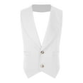 thumbnail image 4 of iiniim Kids Boys Lapel V Neck Button Up Formal Tuxedo Suit Vest Halter Waistcoat Backless Tank Top A White 8, 4 of 6