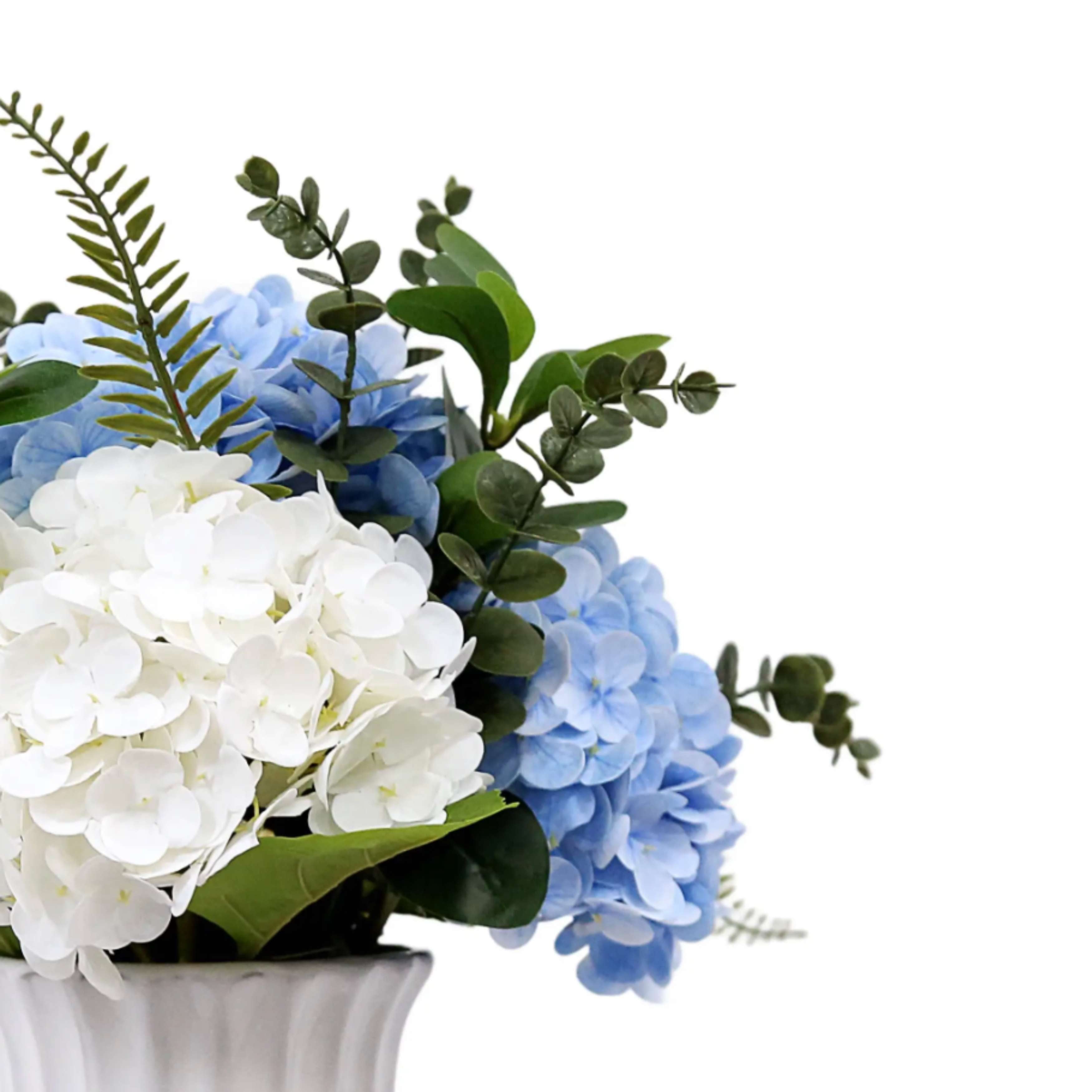 My Texas House Faux Hydrangeas in Vase, Blue and White, 16.25