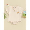 thumbnail image 2 of Biekopu Baby Bubble Romper Casual Short Sleeve Tree/Floral Embroidery Bodysuit Infant Summer Tops, 2 of 9