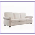 thumbnail image 5 of Mid-Century Modern Ivory Velvet 3-Seater Sofa – High-Density Foam, Solid Wood Legs – Ideal for Living Room, Apartment, Office, 5 of 8