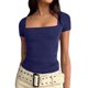 thumbnail image 1 of Xuyuer Women's Fashion Short Sleeve Solid Color Casual Fitted T-Shirts, Suitable For Summer, 1 of 6