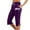 Purple, variant on Puliio Womens Capri Pants Print Slim Fit Mid Waist Drawstring Pant With Pockets Summer Fashion Comfortable Sport Trousers