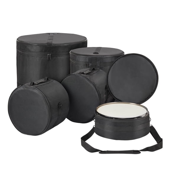 Drum Bag Set 5-Piece, 1680D Oxford Fabric Drum Cases, Padded Gig Bag for 22'' Kick, 12''/13''/16'' Toms, 14'' Snare, Detachable Shoulder Strap