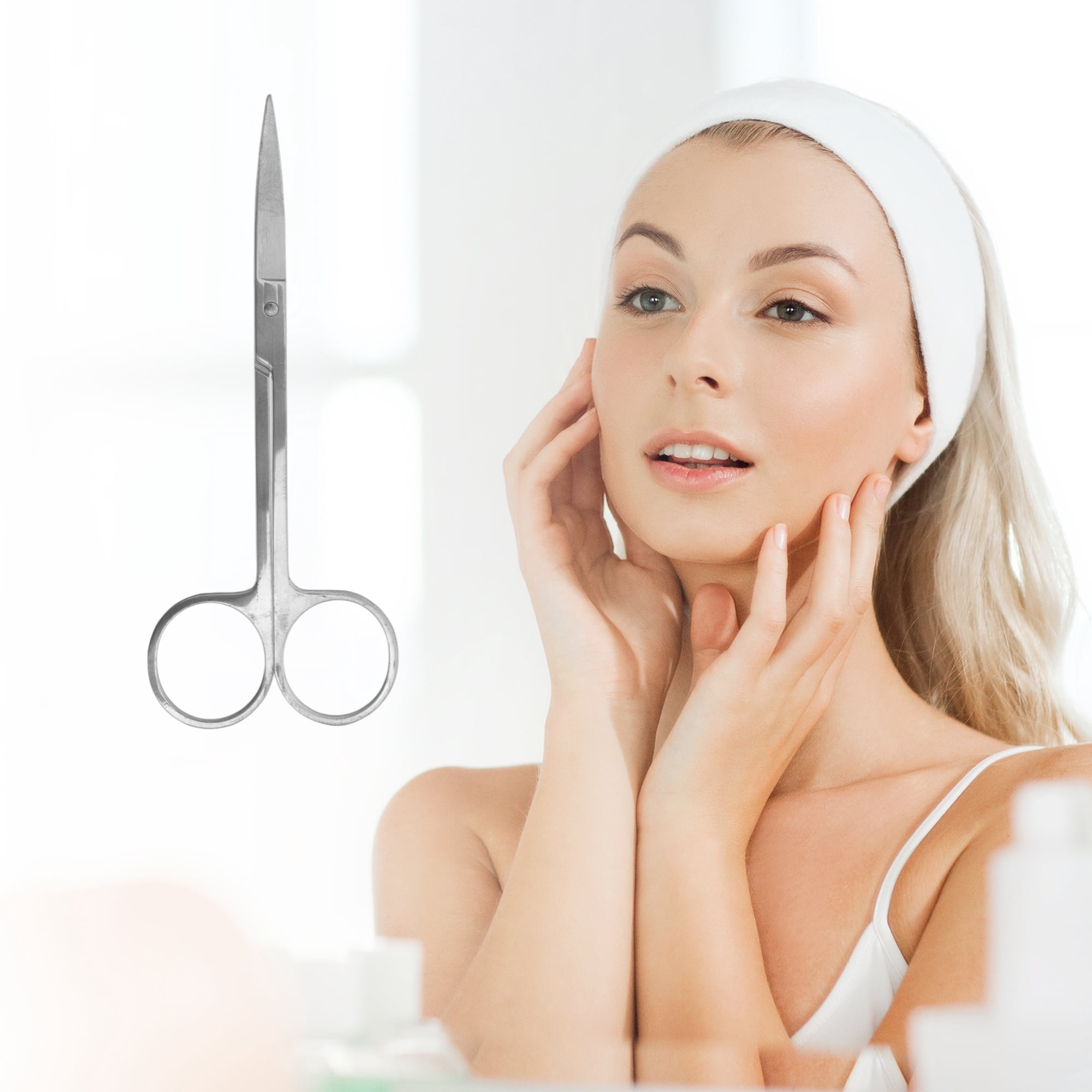 Unique Bargains Portable Durable Eyebrow Scissor Silver Tone for Precision Grooming